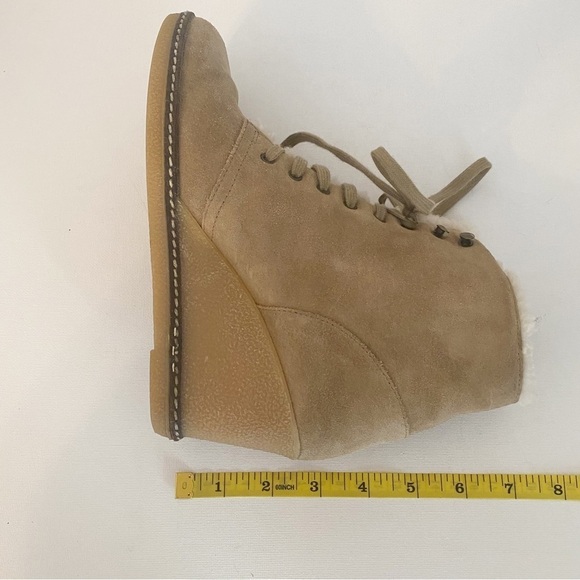 J. Crew MacAlister Wedge Suede Shearling Ankle Boots - 7 - Picture 13 of 16